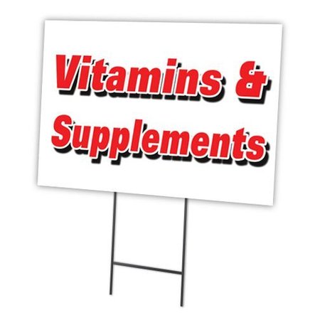 SIGNMISSION Vitamins & Supplements Yard Sign & Stake outdoor plastic coroplast window C-1216-DS-Vitamins & Supplements